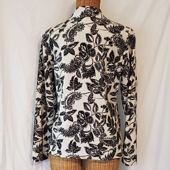 Vintage Ladies WEEKENDERS Printed Summer Blazer in Black/White - S - Picture 3 of 4
